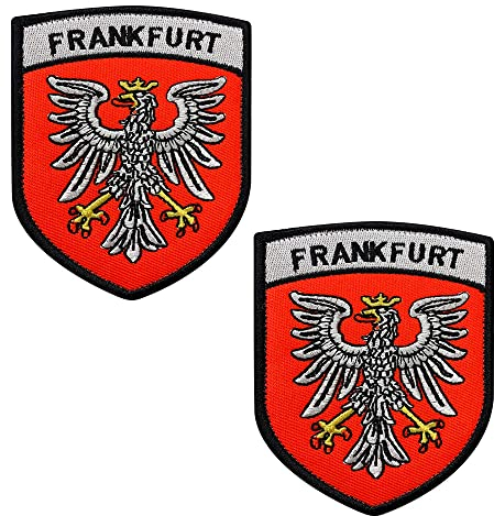 2 Pcs Frankfurt Adler-Schild Stickerei Patch Militär Taktische Moral Patch Abzeichen Emblem Applizieren Patches mit Hook and Loop für Kleidung Rucksack Taktische Zubehör-8X6 CM
