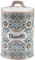 Baroni Home Barattolo Da Cucina Ceramica Decorata Linea Noto, Barattolo Biscotti Chiusura Ermetica, 11x11x17 cm