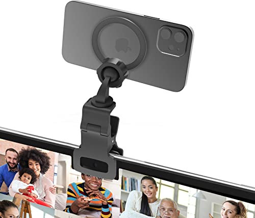 Voinap Continuity Camera Mount for MacBook Laptop with Magsafe for iPhone 12 13 14 Series, Monitor Webcam Mount with Clip for Phone Video Conferencing