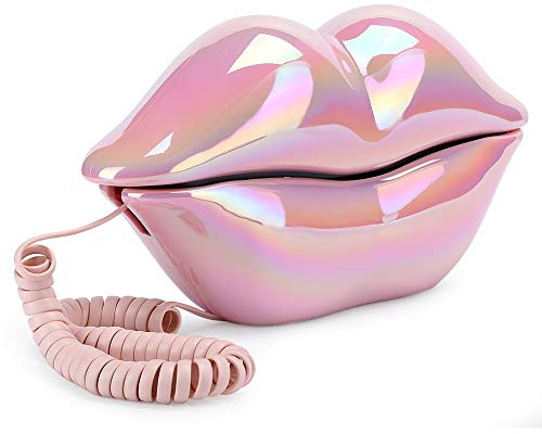 Lippen Telefon Festnetztelefone, Desk Telefon Lippentelefon Modisches schnurgebundenes Telefon mit Speicherfunktion für Home Office Dekoration Mädchen
