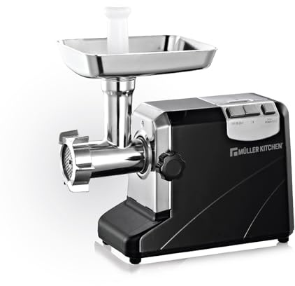 Müller Kitchen 1800W Electric Meat Grinder with 3 Plates, Stainless Steel