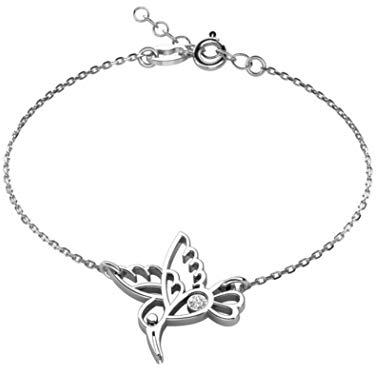 butterfly Mädchen Armkette Silber 925 Kolibri klar längen-verstellbar Geschenkverpackung Geburtstag Geschenk
