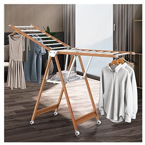 whalebee Stendibiancheria Da Balcone, Ribaltabile Stendino Stendibiancheria Da Due Livelli Altezza Regolabile Per Balcone E Terrazza, Salvaspazio Capacità Di Peso: 120KG Con Ruote Stenditura