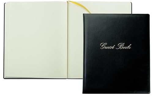 DELMON VARONE - Premium Gästebuch aus veganem Eco Kunstleder schwarz - Blanko Buch Hochzeitsgästebuch mit Hardcover Einband und Merkband für Hochzeit, Taufe, Geburtstag, Geburt und Kommunion