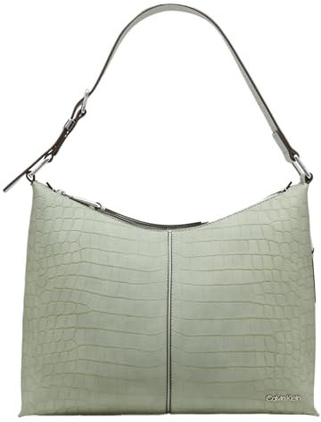 Calvin Klein Damen Max Top Zip Hobo Umhängetasche, Desert Sage Sueded Croc