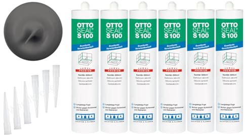 OTTOSEAL S 100 Premium-Sanitär-1K-Silicon Dichtstoff matt 6 Kartuschen auf Acetat Basis Otto Chemie (6x matt grau C8680)