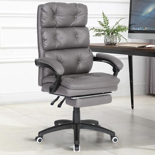 Blisswood Ergonomic Office Chair with Footrest – Adjustable Computer Desk Chair with Lumbar & Back Support, Heavy Duty 360° Swivel Reclining Seat for Home Office Study Work or Gaming– Fabric Dark Grey
