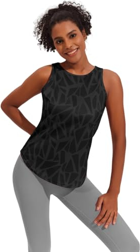 Weardear Damen Yoga Tanktops Ärmelloses Sportshirt Kleidung Fitness Running Workout Lauftop Geo-Druck Oberteile S-XXL