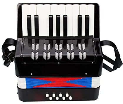 COMETX Akkordeon Akkordeon 17 Tasten 8 Bass Mini kleines Akkordeon Pädagogisches Musikinstrument für Anfänger Geburtstagsgeschenk