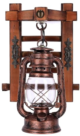 TIBU Wandlampe Holz Retro Wandleuchte Innen Vintage Wohnzimmer Leiter E14 1 flammig