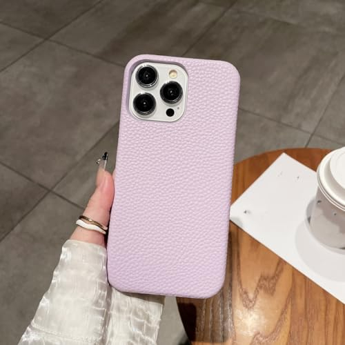 FORLUZ Ledertextur, stoßfeste Leder-Hartschale für iPhone 15 14 Pro Max 13 12 11 X XSMax XR 7 8 Plus SE MiNi Cover, Lila, für iPhone 13Mini