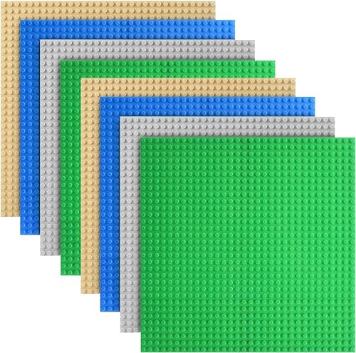 Latern 8Pcs Classic Baseplates, 25CM x 25CM Large Building Plates 32 x 32 Studs Stackable Boards - 100% Compatible with All Major Brands (4 Color)