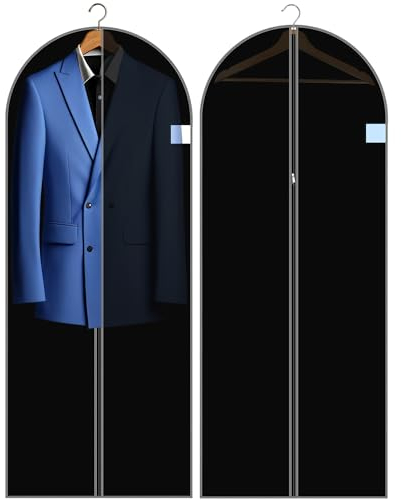 Kleidersack Anzug Lang, 60 x 150cm, Kleidersäcke mit Reißverschluss, 2 Stück, Mottenschutz, Atmungsaktiver Stoff, Kleiderhülle Anzugsack Abendkleid Brautkleid Mäntel - MEHRWEG