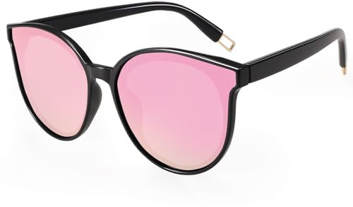Dollger Polarized Oversized Sonnenbrille für Herren Damen Trendy Cateye Sonnenbrillen Designer Retro Damen Sonnenbrille mit UV-Schutz Rosa