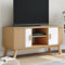 Générique Olden TV-Möbel W-hite und braun, 114 x 43 x 57 cm, massives Kiefernholz