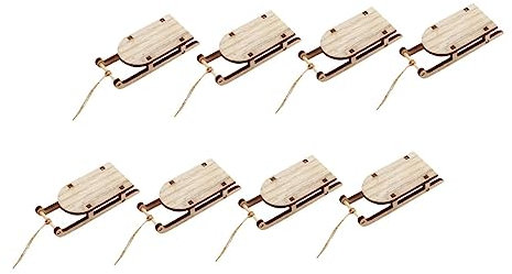 QUMIIRITY 8stücke Schlittenanhänger Aus Holz Weihnachten-Thema Schlittenornament Dekoschlitten Für Baum Zarter Schlittenschmuck Exquisiter Schlittenschmuck