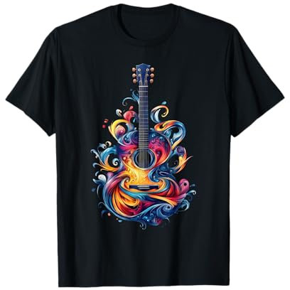 Gitarristen Musiker Wasserfarben Splash Gitarren T-Shirt