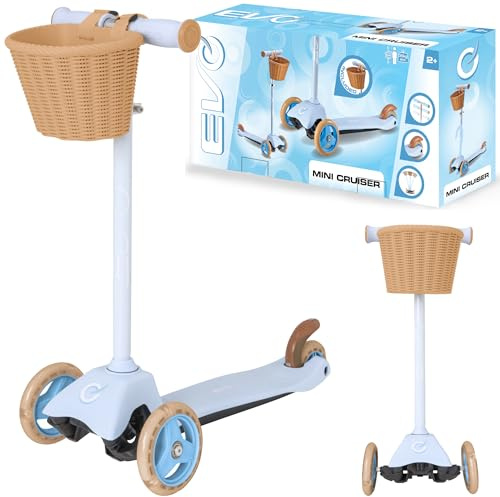 Evo Mini Cruiser Scooter mit Korb, Himmelblau