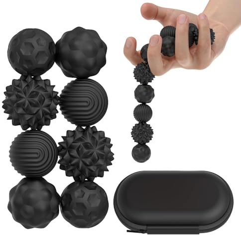 JOYVOVO 8Pcs Magnetic Balls Fidget Toy, Magnetic Stress Balls, Sensory Ball Tactile Fidget Toys, Silicone Stress Relief Toy for Anxiety, Fidget, Tension for Adults & Teens with Autism, ADHD (Black)