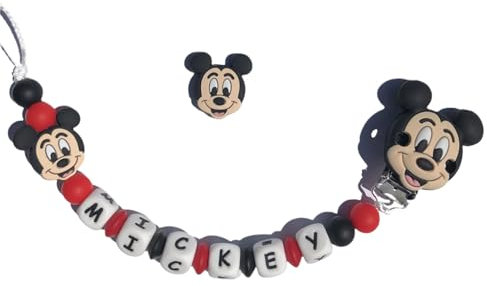 Attache tétine mickey noir et rouge
