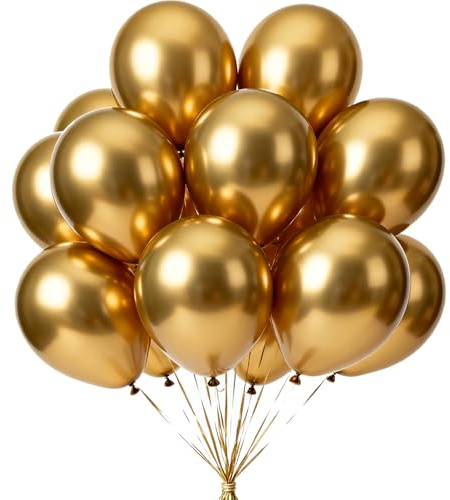 We Moment Zone 50 Stück 12 Zoll Luftballons Gold,Metallic Luftballons Goldene Latex Helium Ballons für Geburtstag,Hochzeit Party Dekoration