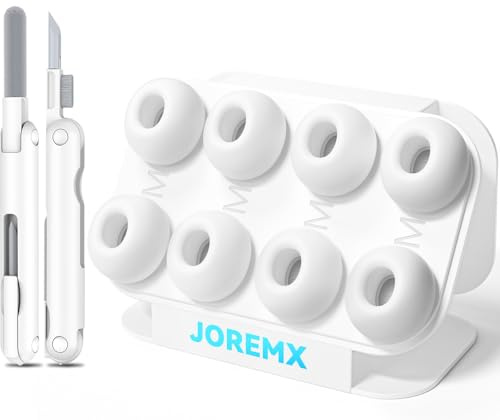 4 Pairs Replacement Ear Tips for AirPods Pro 1st/2nd (M-White) | Built-in Noise Reduction Hole & Dust Guard Screen,Includes Cleaner Set & Storage Box, Anti-Slip Soft Silicone Earbuds