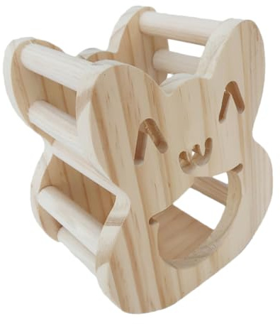 SHINEOFI Holz Futterspender Kaninchen Futtertrog mit Cartoon Design Abnehmbar und Schützt Heu vor Verschmutzung für Kaninchen und Chinchilla Käfige