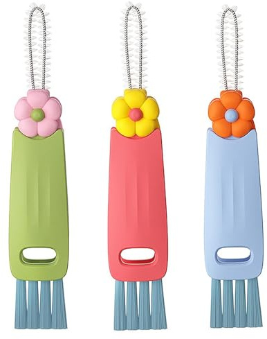3 PCS 3 in 1 Cup Lid Crevice Cleaning Brush, 3 in 1 Bottle Cleaning Brush, Water Bottle Cleaning Brush, Cup Lid Cleaning Brush, for Home Kitchen Cleaning Tools(Blue/Red/Green)