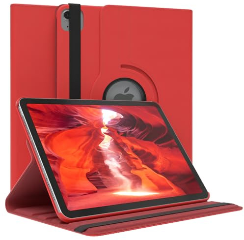 EAZY CASE - Tablet Hülle für iPad Air 11 M4 (2026) Schutzhülle 11 Zoll Smart Cover Tablet Case Rotationcase zum Aufstellen Klapphülle 360° drehbar mit Standfunktion Tasche Kunstleder Rot