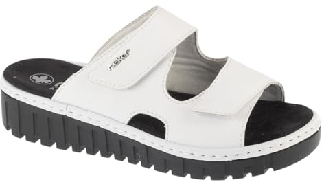 Rieker Slides Shoes V1392-80, Women slides, White, 37 EU