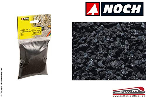 NOCH Profi-Gestein „Kohle“, realistischer Modellbau Kohle, 100 g Beutel für Gelände- & Gleisbau, vielseitige Körnung