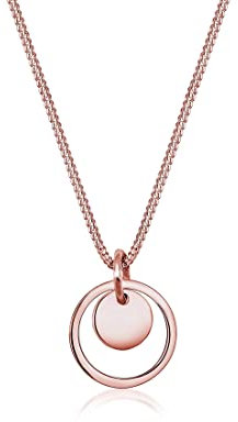 Elli Halskette Damen Kreis Plättchen Anhänger Geo in 925 Sterling Silber Rosé vergoldet