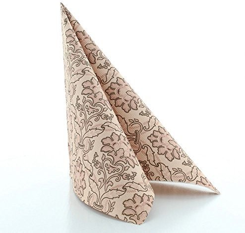 Sovie HORECA Airlaid Serviette Cleve in BRAUN, 40 x 40 cm, 1/4 Falz, 50 Stück – edles Ornamentmuster im Jugendstil, stoffähnliche Einwegservietten für Gastronomie, Catering, Feste, Hochzeit & Events