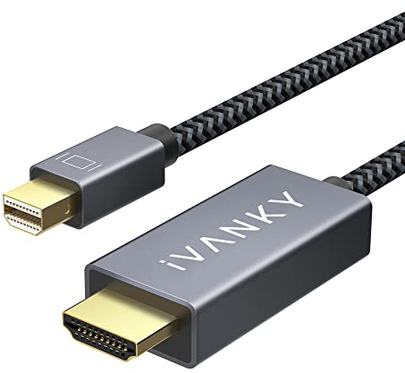 iVANKY Câble Mini DisplayPort vers HDMI, câble Mini DP/Thunderbolt vers HDMI, pour MacBook Air/Pro, Microsoft Surface Pro, iMac, Lenovo thinkpad,écran, projecteur et autres – 2m, gris
