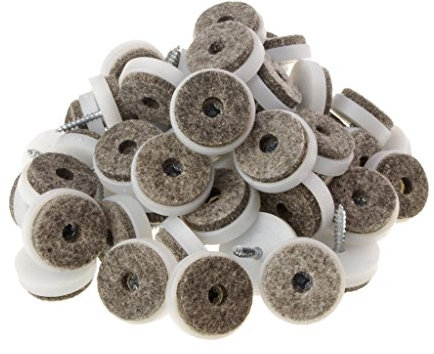 100 Stück Filzgleiter mit Kunststoffträger zum Schrauben weiß Ø 40 mm