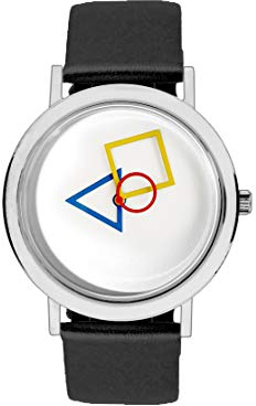 Aristo - Damenarmbanduhr im Bauhausstil mit schwarzem Lederarmband und weißem Ziffernblatt - 100 Jahre Bauhaus Jubliäum - Made in Germany