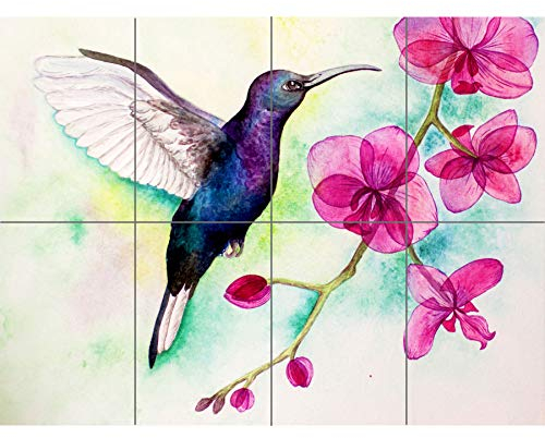 Wee Blue Coo Kolibri und Orchidee Kunstplakat Großer mehrteiliger Druck