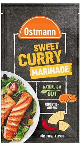 Ostmann Gewürze – Sweet Curry Marinade, flüssige Grillmarinade mit fruchtig-süßen Geschmack für Geflügel, Gewürzmischung für 500 g Grillgut, ideal zum Grillen & Verfeinern von Speisen, 60 ml