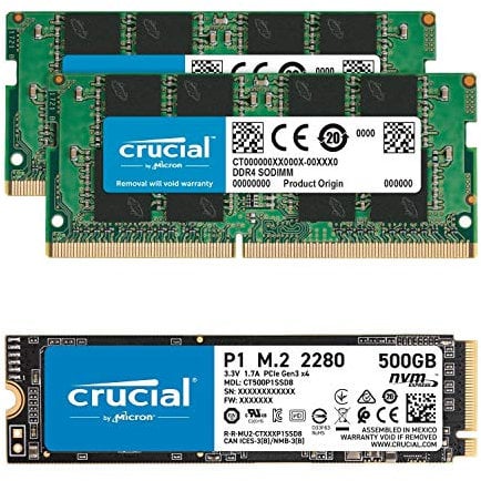 Crucial 16GB (2x8GB) DDR4 2666MHz SODIMM Memory Bundle with P1 500GB 3D NAND NVMe PCIe SSD Compatible with OptiPlex MFF 3050, 3060, 3070, 5050, 5060, 5070, 7050, 7060, 7070