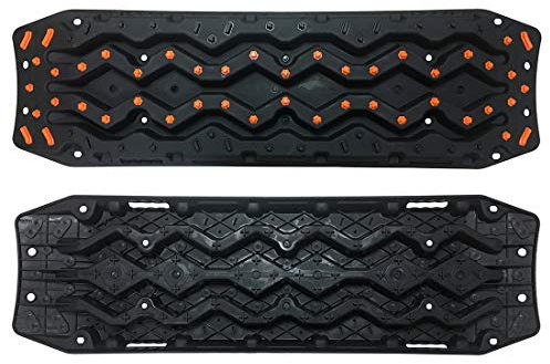 CStern Tablero de Recuperación Escalera para Rescate Alfombrillas de Tracción para Neumáticos Almohadilla Placa Antideslizante 2 Piezas Negro