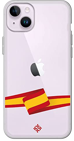 Movilshop Funda para [ iPhone 14 ] Dibujo Auténtico [ Bandera España ] de Silicona Flexible Transparente Carcasa Case Cover Gel para Smartphone.