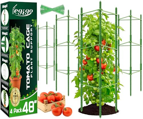 Tomaten Rankhilfe 4 Stück 120 cm, Rankhilfe Tomaten Verstellbarer Tomatenturm aus kunststoffbeschichtetem Stahl, stabile Pflanzenstütze für Gurken, Rosen, Kletterpflanzen, Garten, Töpfe & Hochbeet