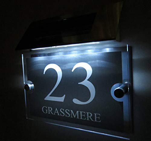 Contemporary Solar Light House Signs Plaques Door Numbers 1-99999 Street Name For Wall Personalised LED