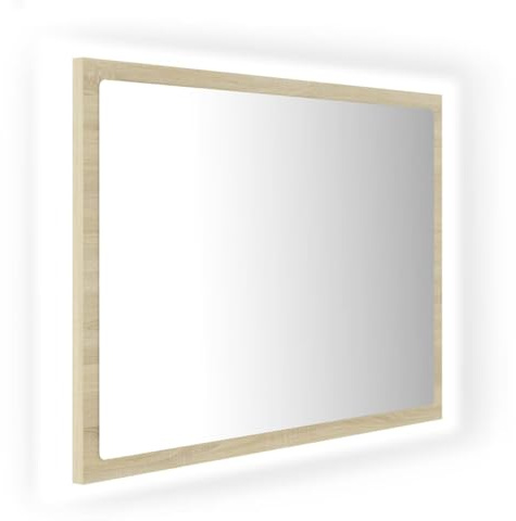 vidaXL LED Badspiegel Wandspiegel Badezimmerspiegel Lichtspiegel Spiegel Hängespiegel Bad Badezimmer Beleuchtung Sonoma-Eiche 60x8,5x37cm Acryl