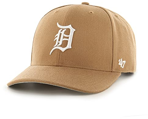 '47 MLB Detroit Tigers Cold Zone MVP DP Unisex-Baseballkappe, Verstellbar, Hochwertiges Design, White Logo, Camel