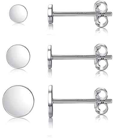 MASOP Sterling Silber Ohrring Set 3mm 4mm 5mm Rund Ohrstecker für Damen Herren Mädchen