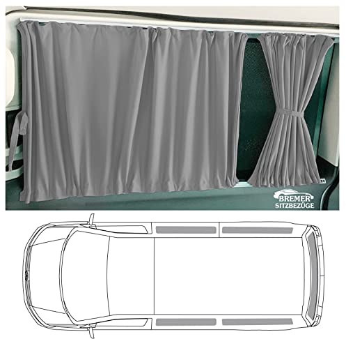 BREMER SITZBEZÜGE Maß Gardinen Vorhänge Sonnenschutz kompatibel mit VW T5 T6 T6.1 Transporter Caravelle Kurzer Radstand mit Flügeltüren in Grau Camping Zubehör Wohnmobil Zubehör Camper Gardinen 716