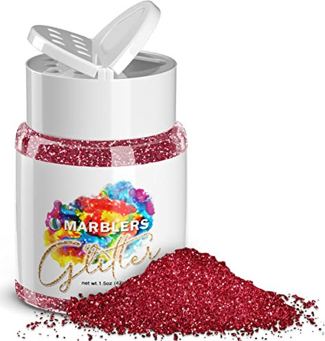 MARBLERS Twinkle Glitter [Crimson Pink] 1.5oz (42g) | Fine | Non-Toxic, Vegan, Cruelty-Free | Face, Body, Eyeshadow, Hair, Festival, Party Makeup | Nail Art, Polish | Resin, Tumbler, Slime, Craft