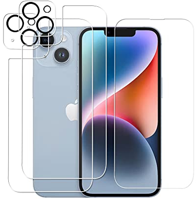 Wookfiss Rückseite Schutzfolie (2)+Schutzfolie(1)+Kamera Schutzfolie(2) für iPhone 14, HD Folie Displayschutz kompatibel mit iPhone14 [Anti-Kratzen] [Blasenfrei][9-H-Härte]