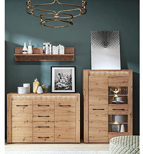Lomadox Wohnwand inkl. LED Beleuchtung in Artisan Eiche Nb., B/H/T: ca. 250/170/40 cm